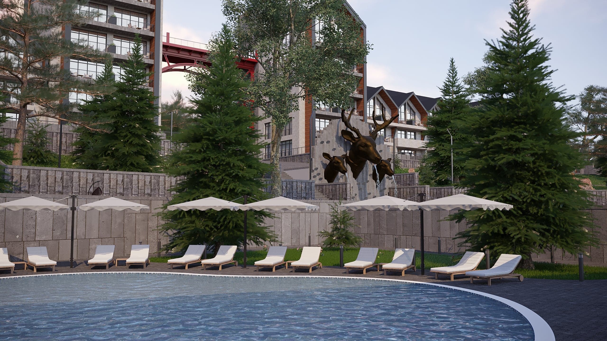 BELLIS Hotel & SPA resort exterior — alpine-style architecture set into the Jermuk mountainside