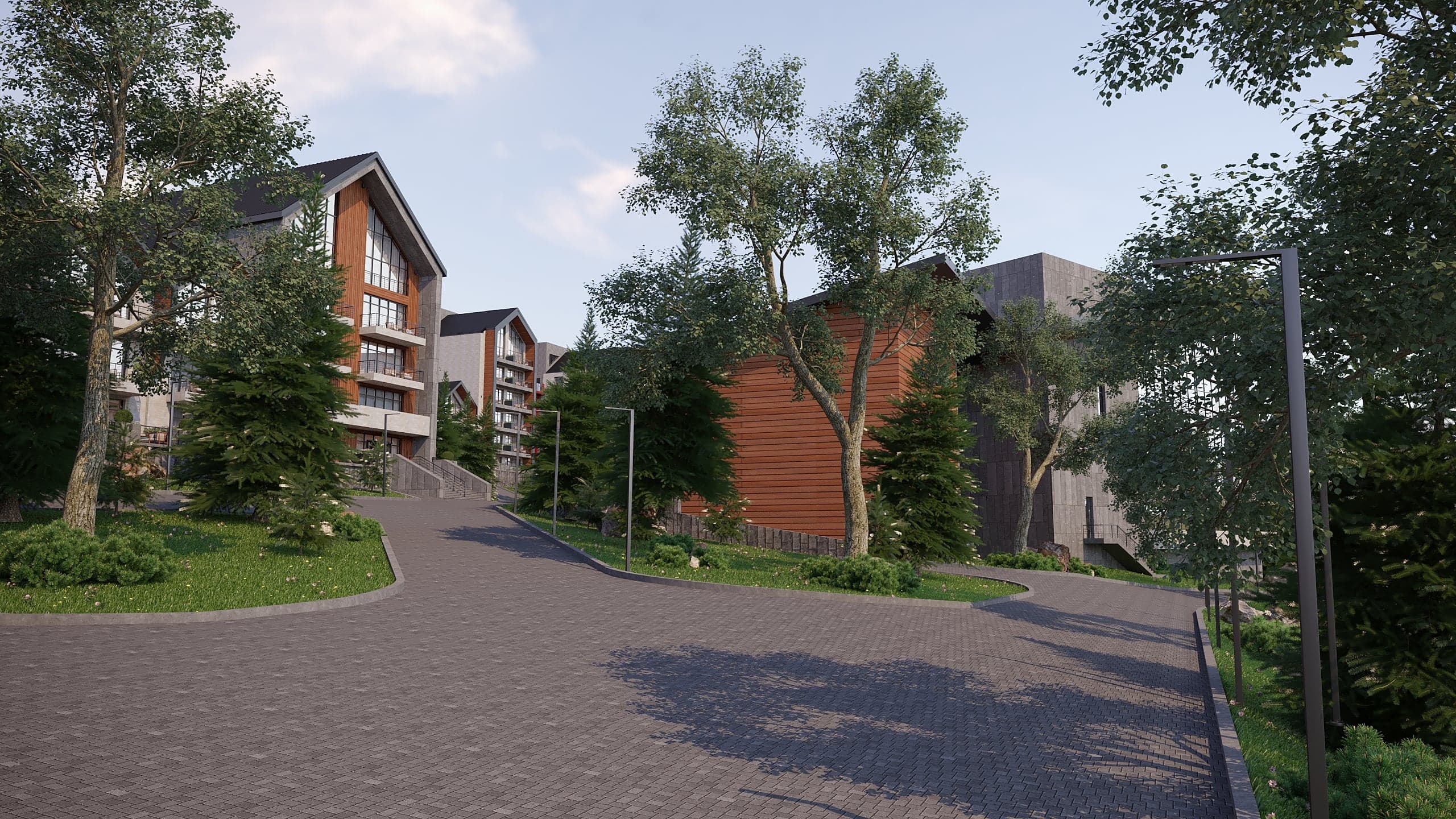 BELLIS Hotel & SPA residential terraces — stone and timber facade with mountain views