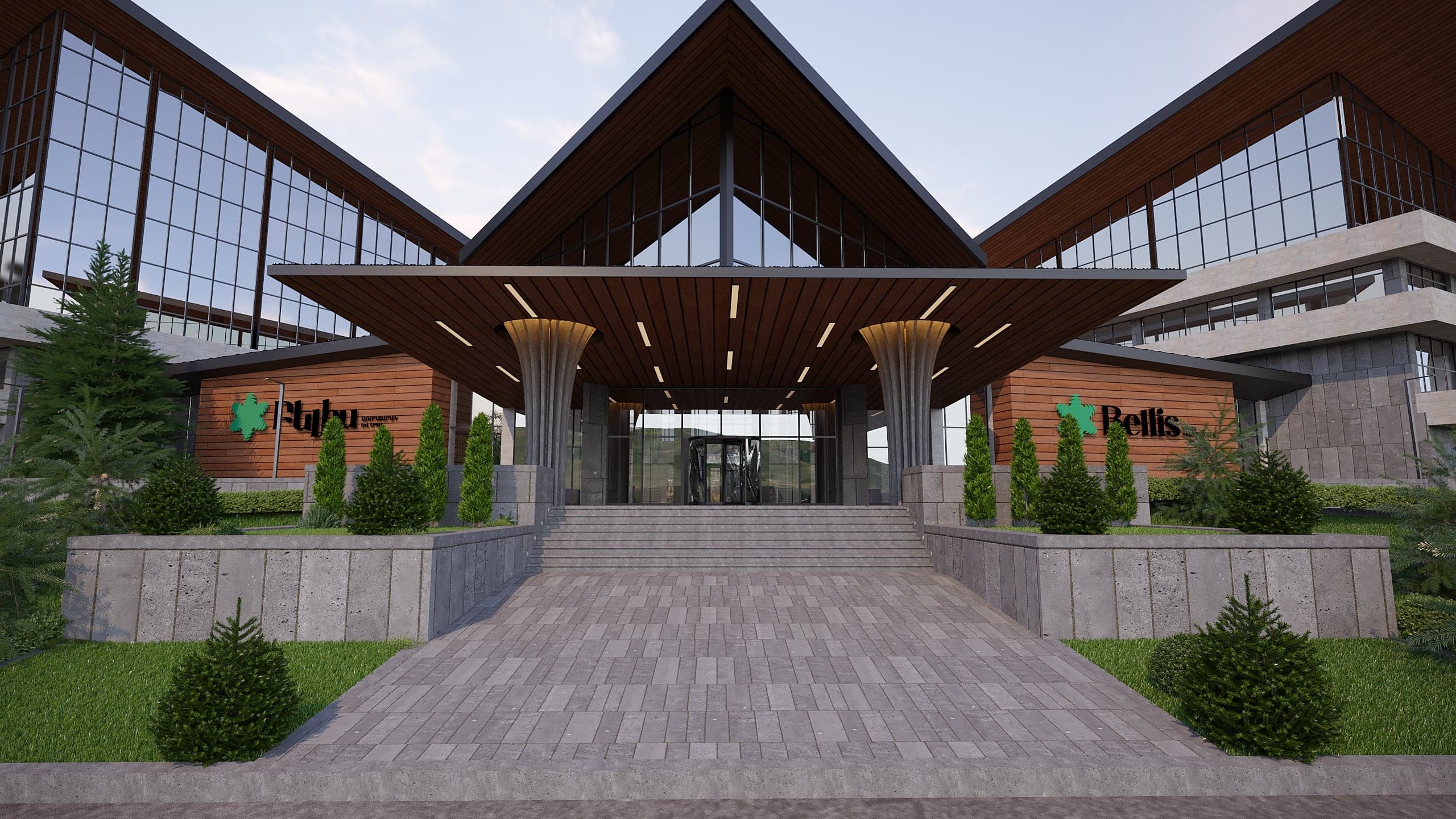 BELLIS Hotel & SPA resort exterior — alpine-style architecture set into the Jermuk mountainside