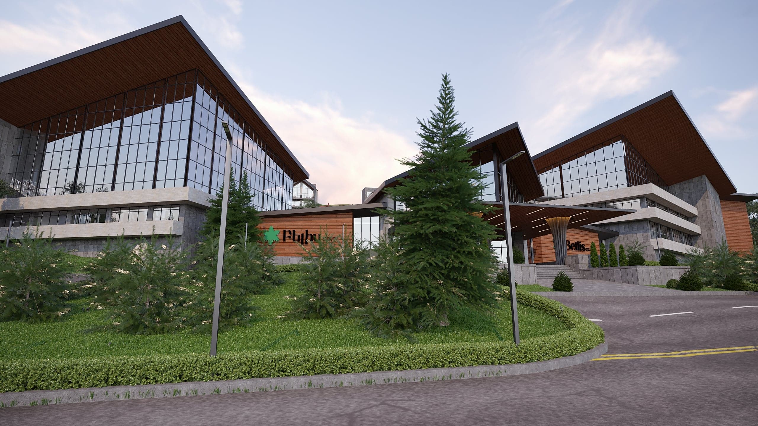 BELLIS Hotel & SPA residential terraces — stone and timber facade with mountain views