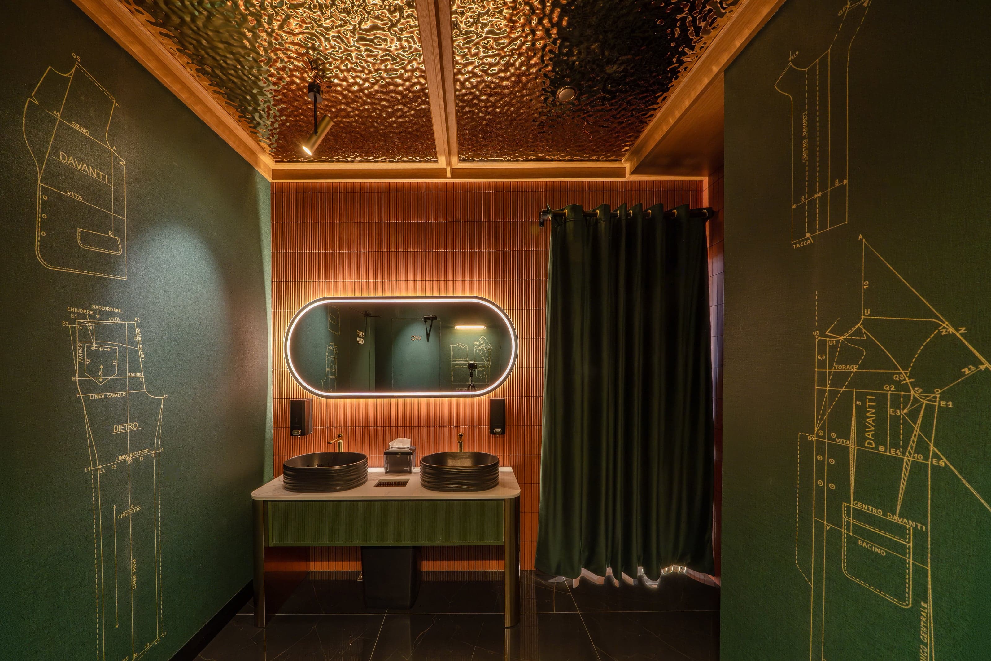 Bold Italic restaurant interior with warm wood paneling and candlelit tables