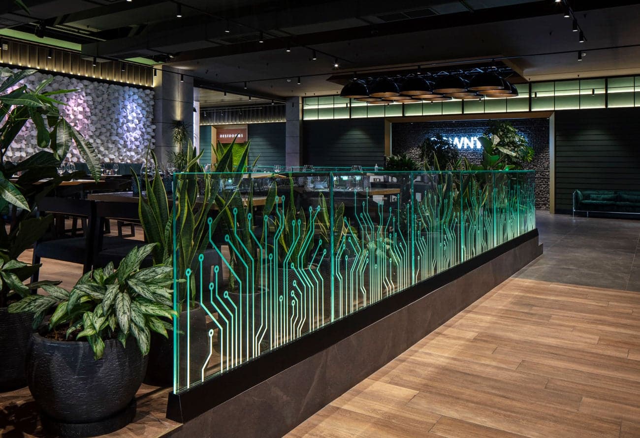 Contemporary restaurant and food market interior