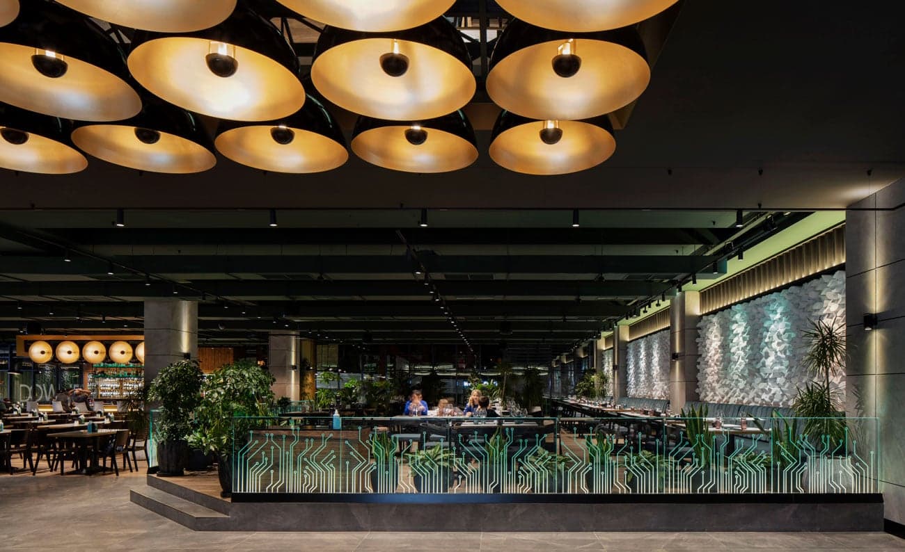 Modern food hall with contemporary architectural design