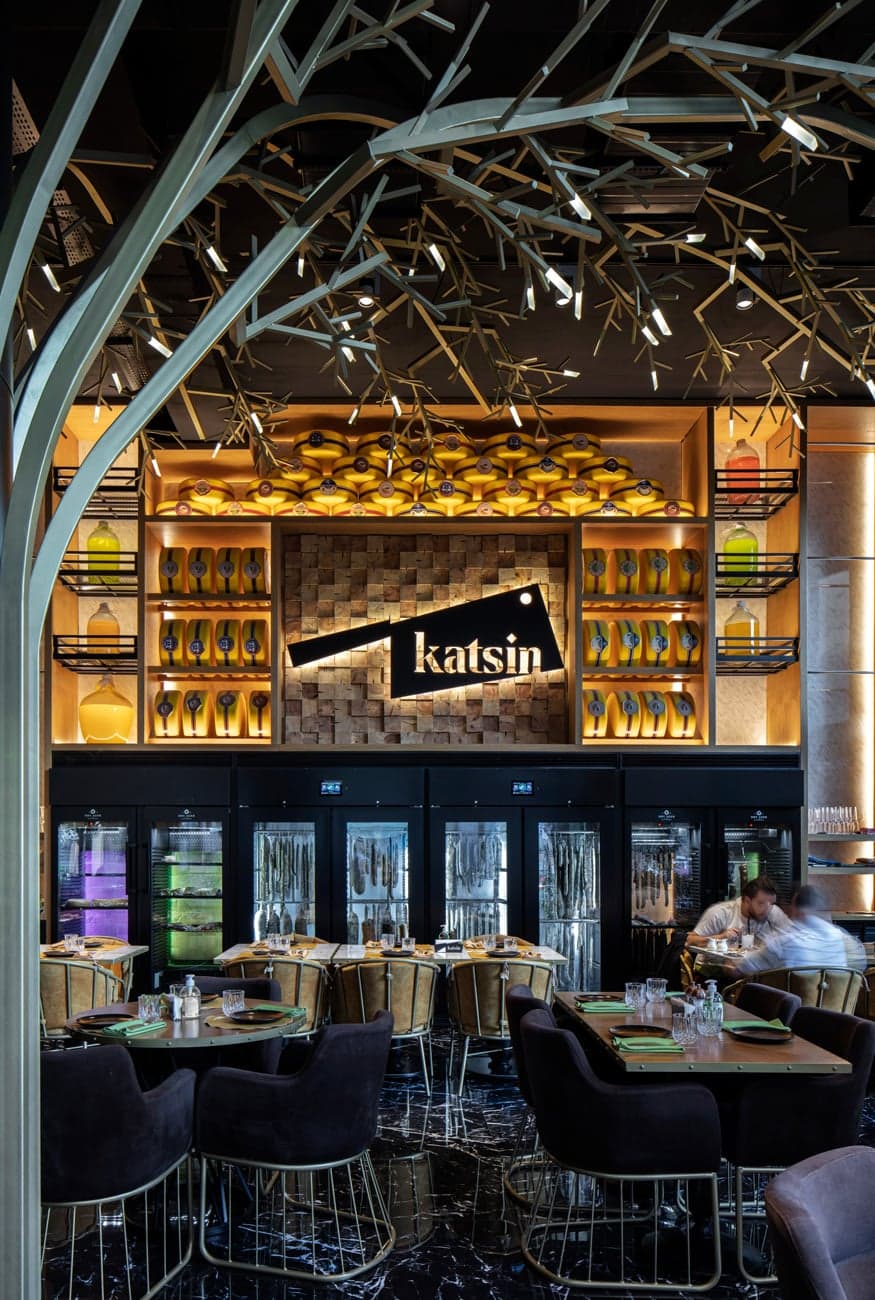 Elegant restaurant interior with premium lighting design