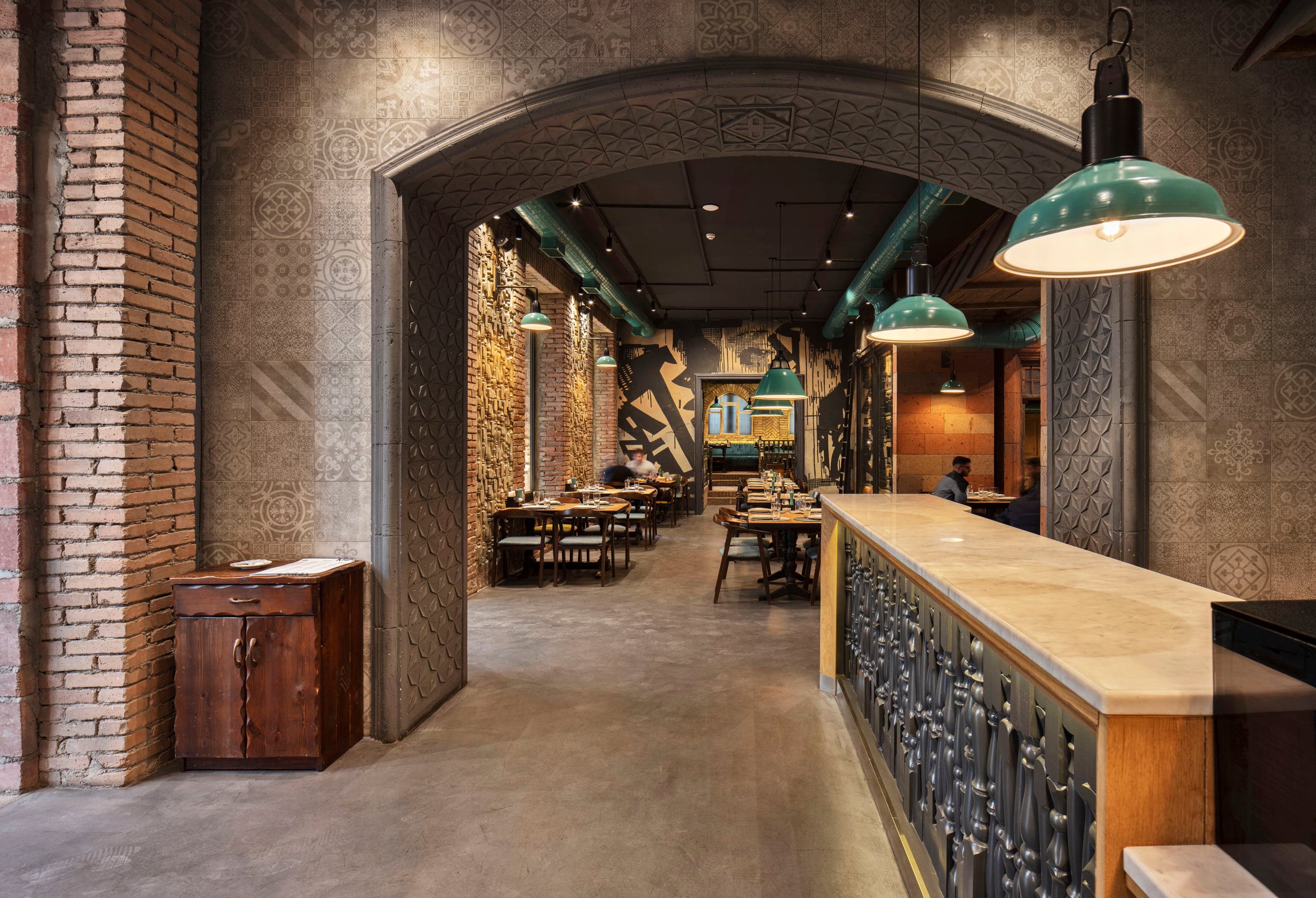 Contemporary Armenian restaurant interior in Yerevan