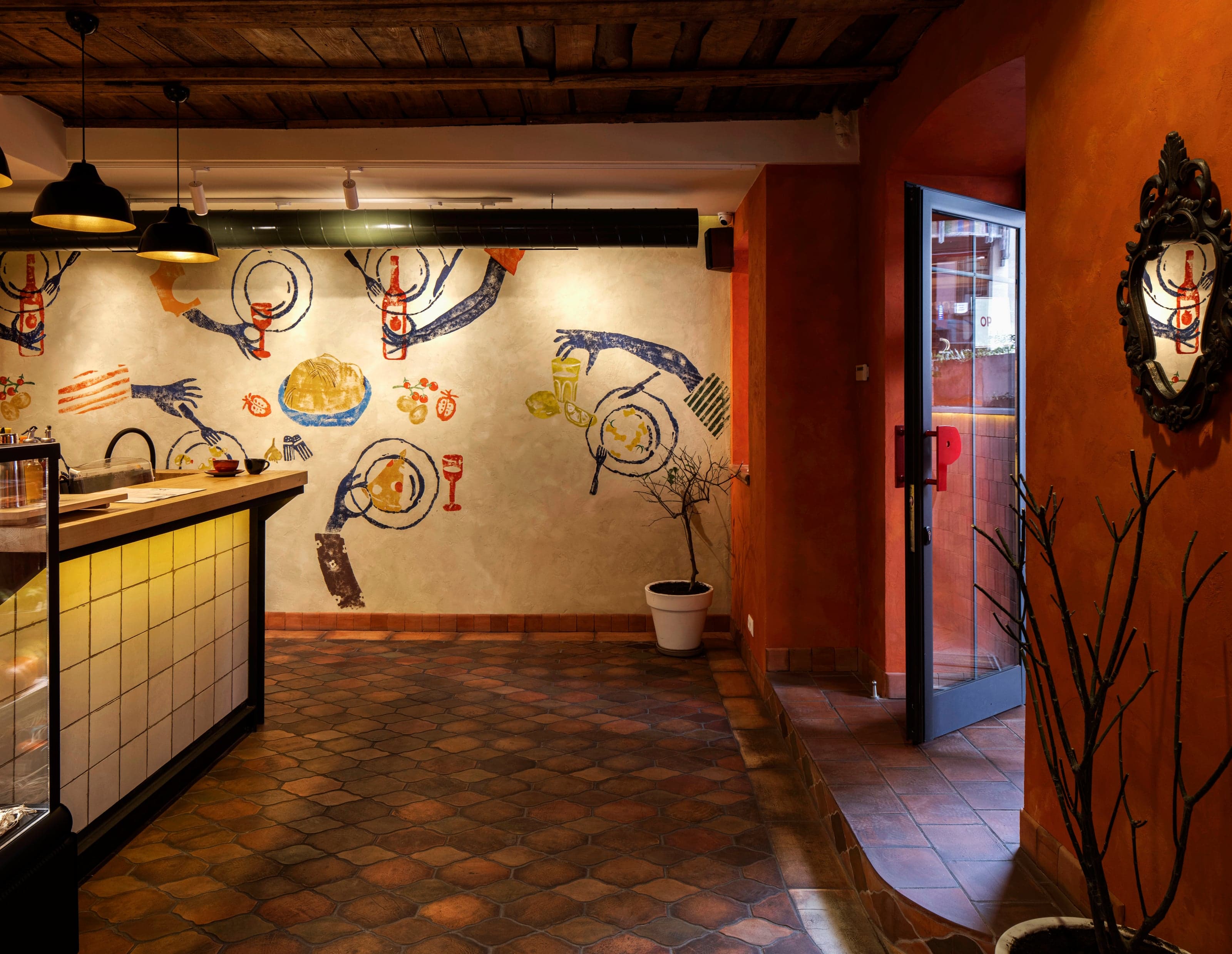 Contemporary Italian restaurant interior in Yerevan