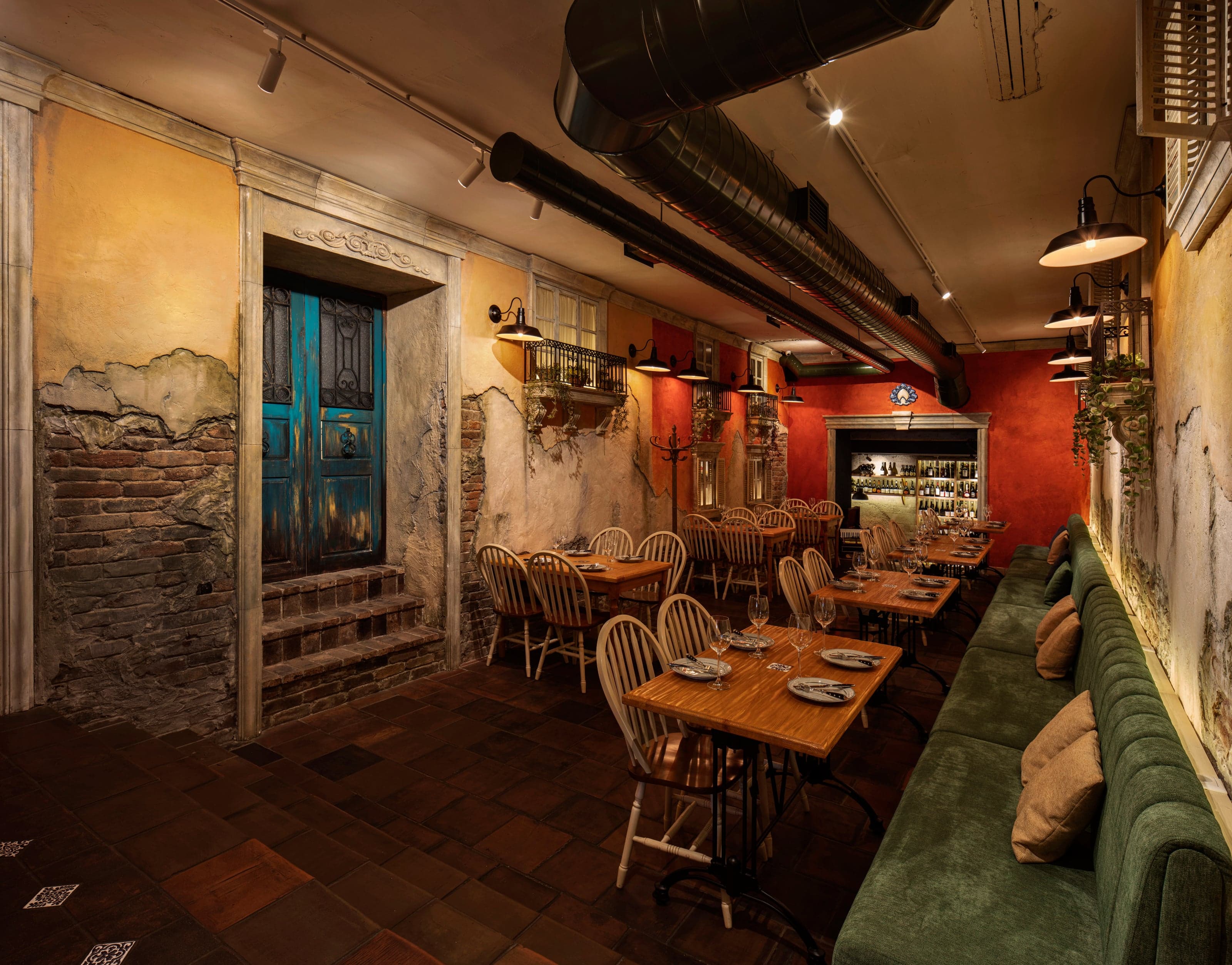 Contemporary Italian restaurant interior in Yerevan