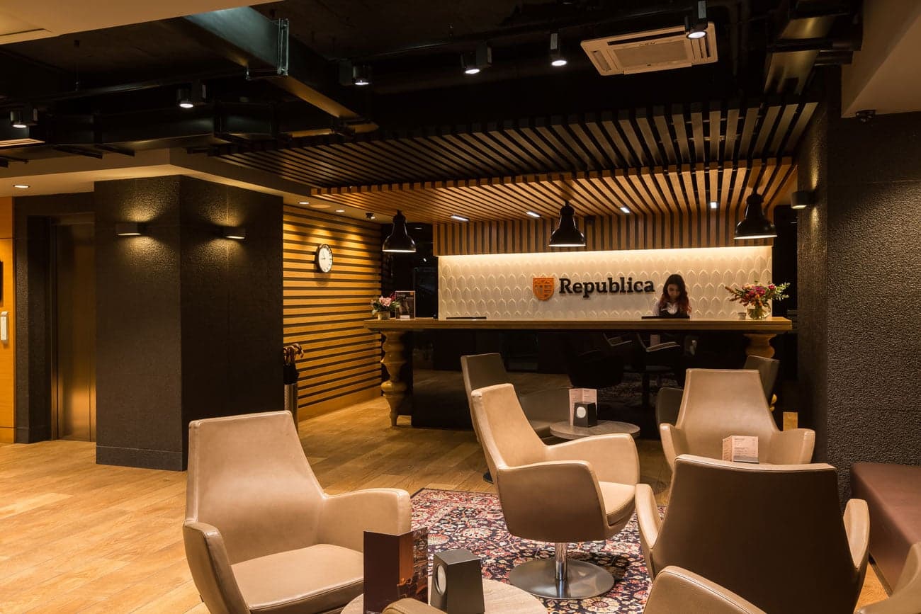 Contemporary hotel lobby architecture