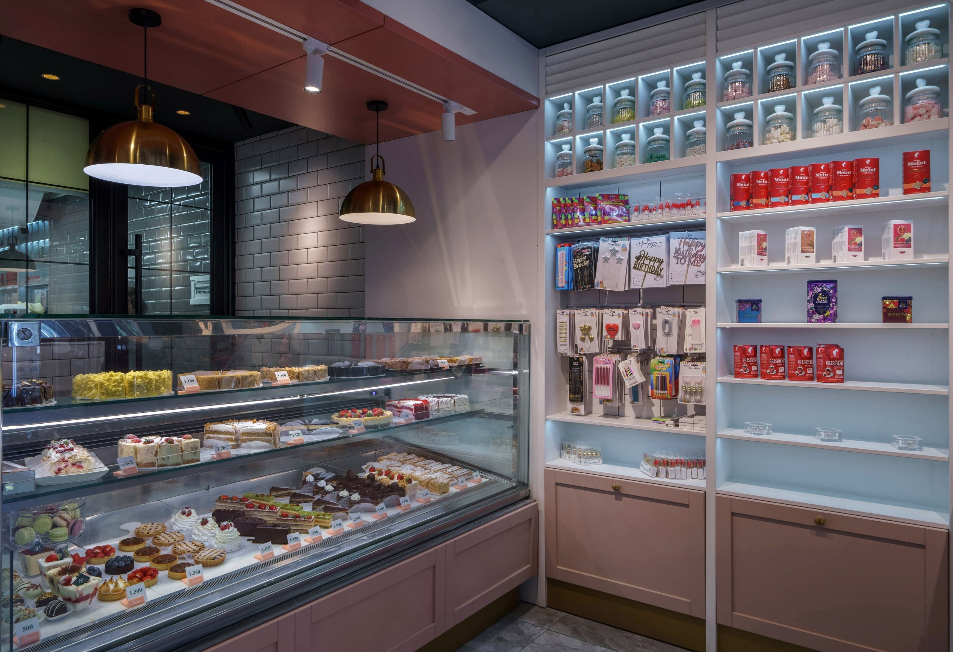 Boutique café interior with elegant architectural design