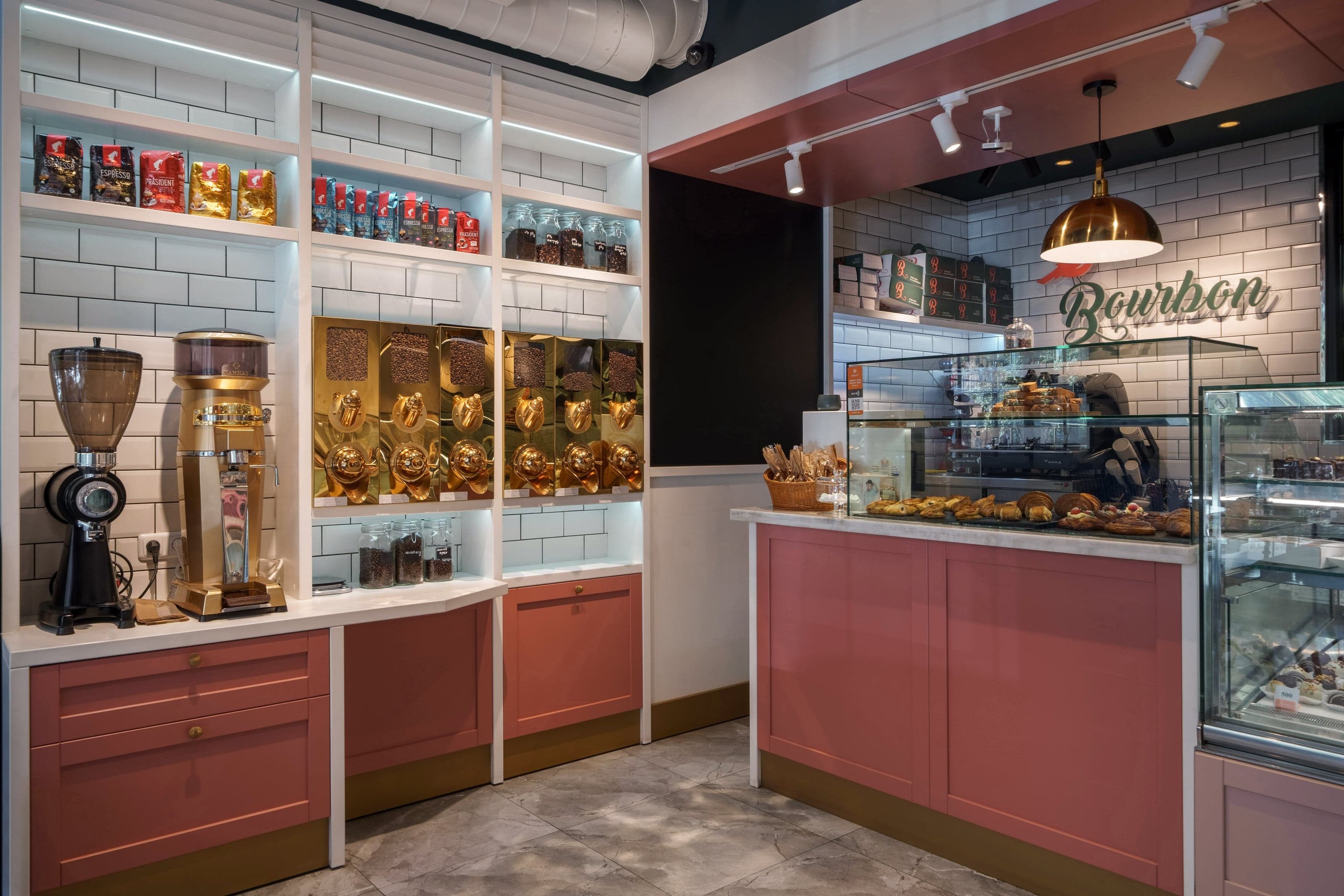 Modern pastry display and retail interior