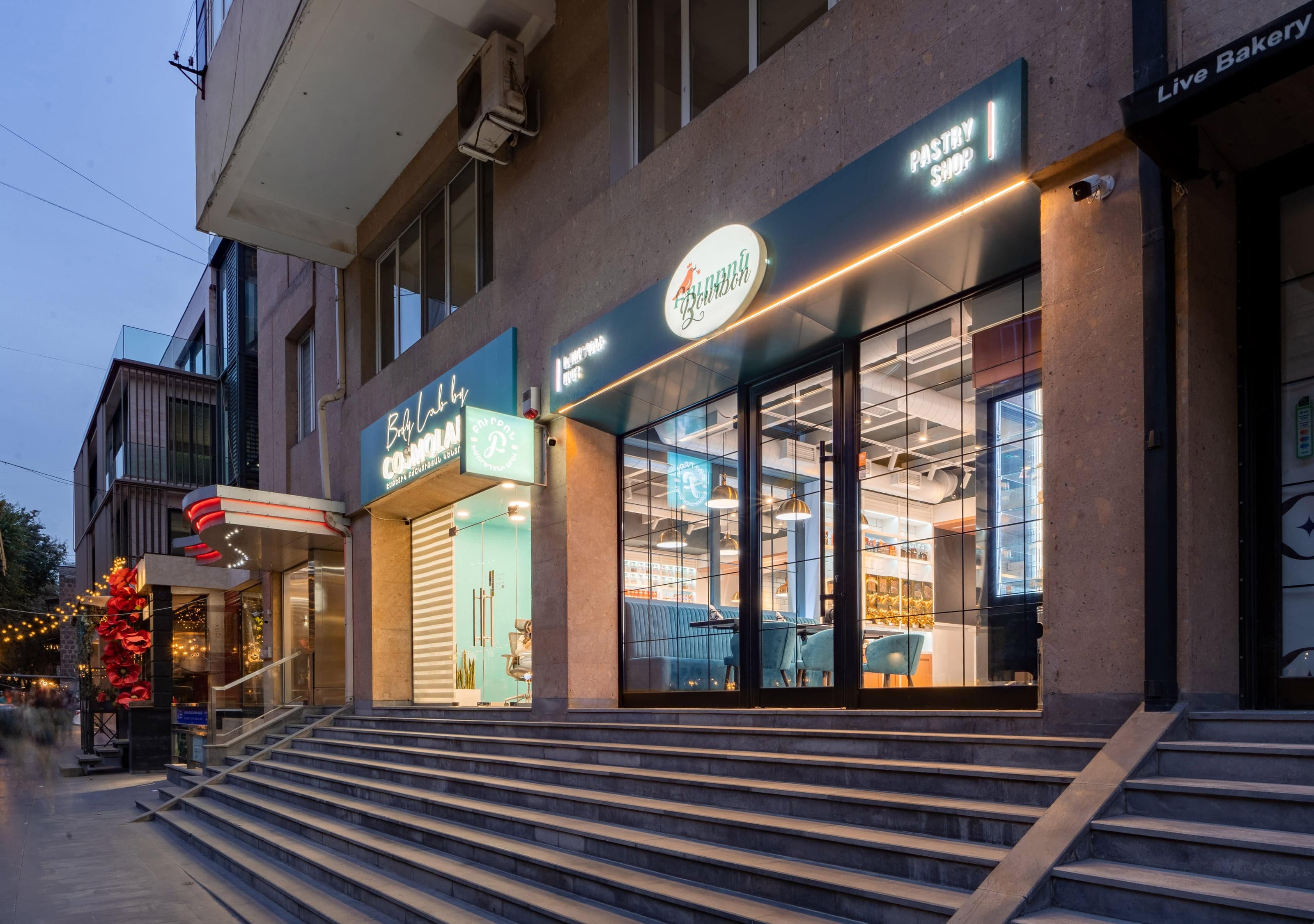 Boutique café interior with elegant architectural design