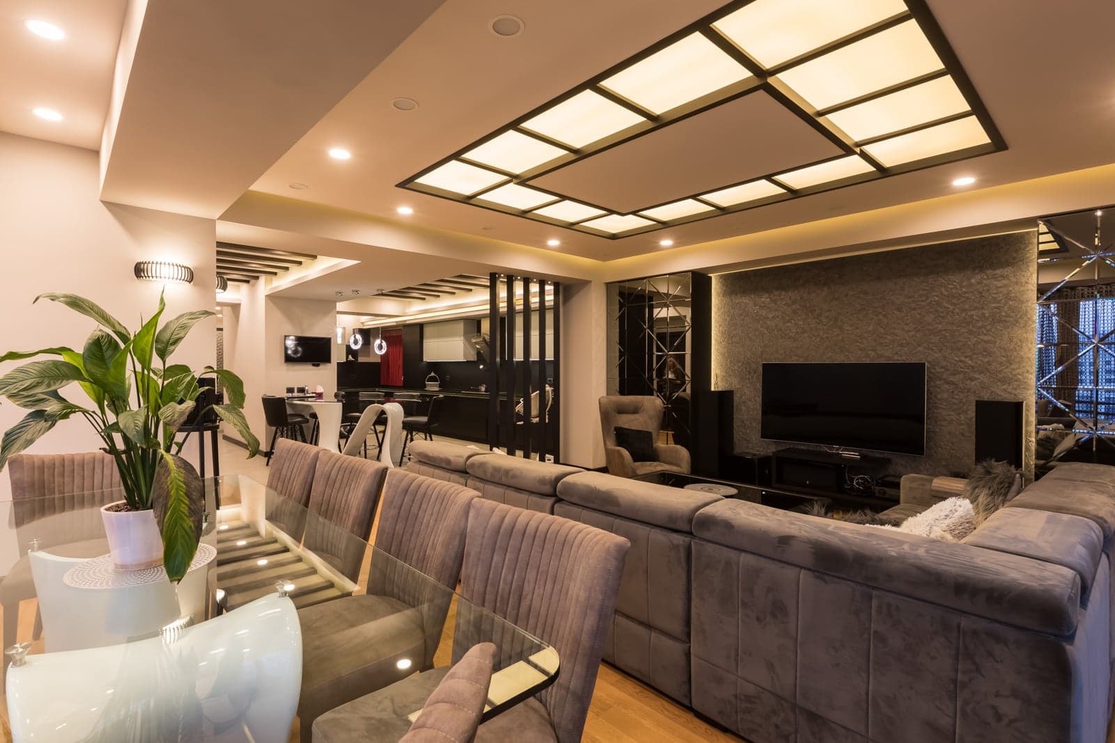 Custom cabinetry and architectural lighting